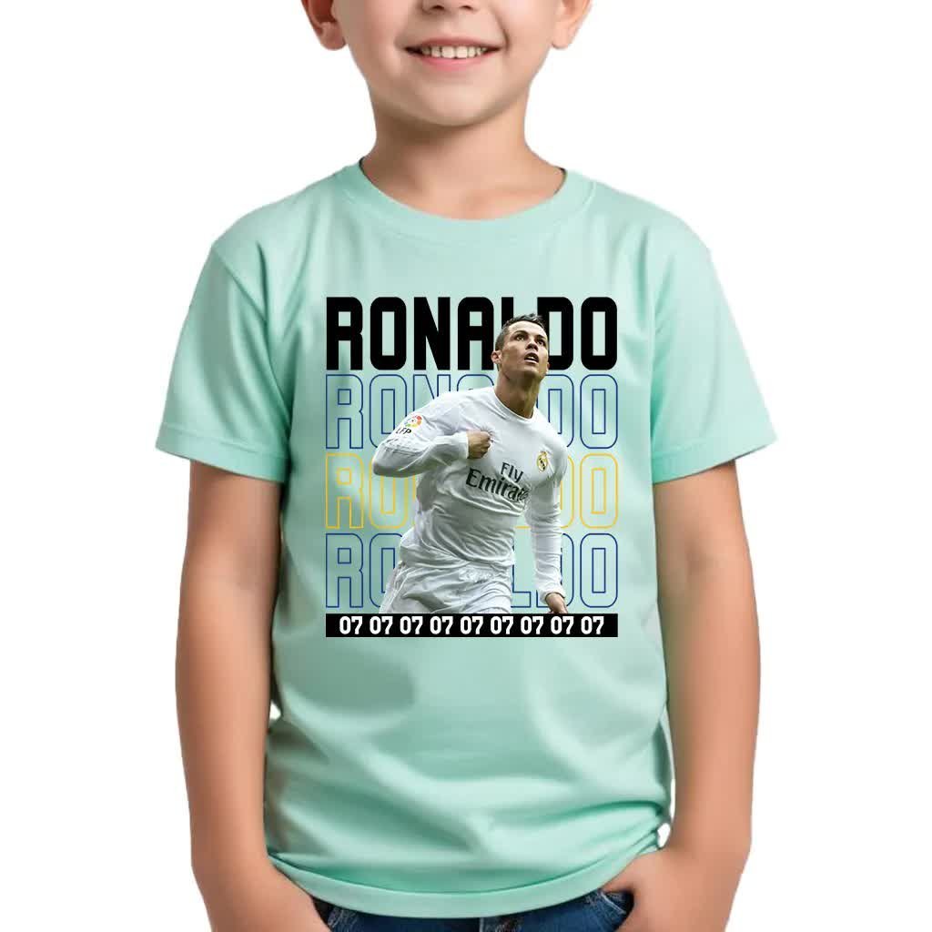 KOSZULKA MIĘTOWA Dziecięca Prezent Dla Fana Piłki Nożnej RONALDO Wzory 146