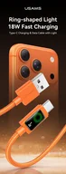 Kable USB - Kabel USAMS U92 18W USB-C do USB-A 1.2m pomarańczowy - miniaturka - grafika 1