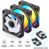 Wentylatory komputerowe - Jonsbo ZL-120BR PWM ARGB Lüfter 3er Pack, umgekehrte Ausrichtung - 120mm, schwarz ZL-120BR - miniaturka - grafika 1