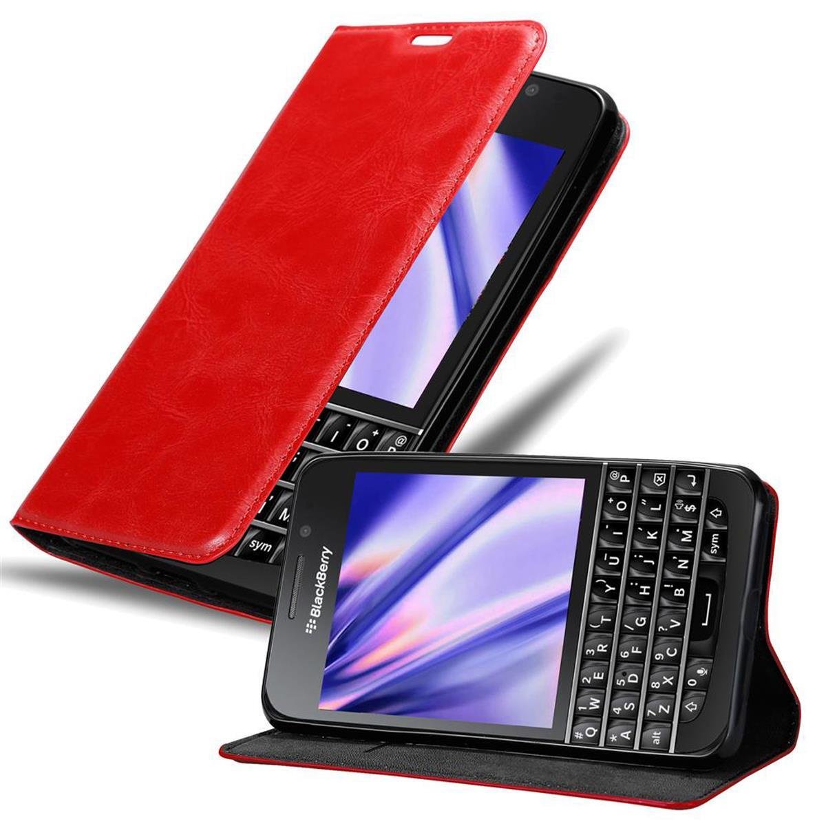 Etui Cadorabo na telefon komórkowy Blackberry Q10 w kolorze APPLE RED z zapięciem magnetycznym, funkcją podstawki i kieszenią na karty Etui Etui ochronne Etui z klapką w stylu książki