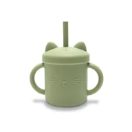 Kubki dla dzieci - LORELLI CUP - KUBEK SILIKONOWY ZE SŁOMKĄ GREEN - miniaturka - grafika 1