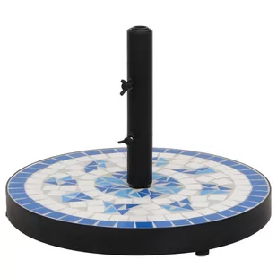 vidaXL Okrągła podstawa pod parasol, niebiesko-biała, 12 kg - Parasole ogrodowe - miniaturka - grafika 1