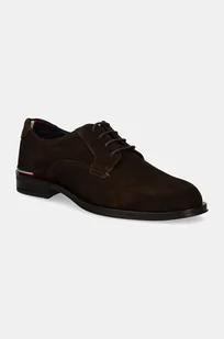 Tommy Hilfiger półbuty zamszowe CORE RWB HILFIGER SUEDE SHOE męskie kolor brązowy FM0FM04868 - Półbuty męskie - miniaturka - grafika 1