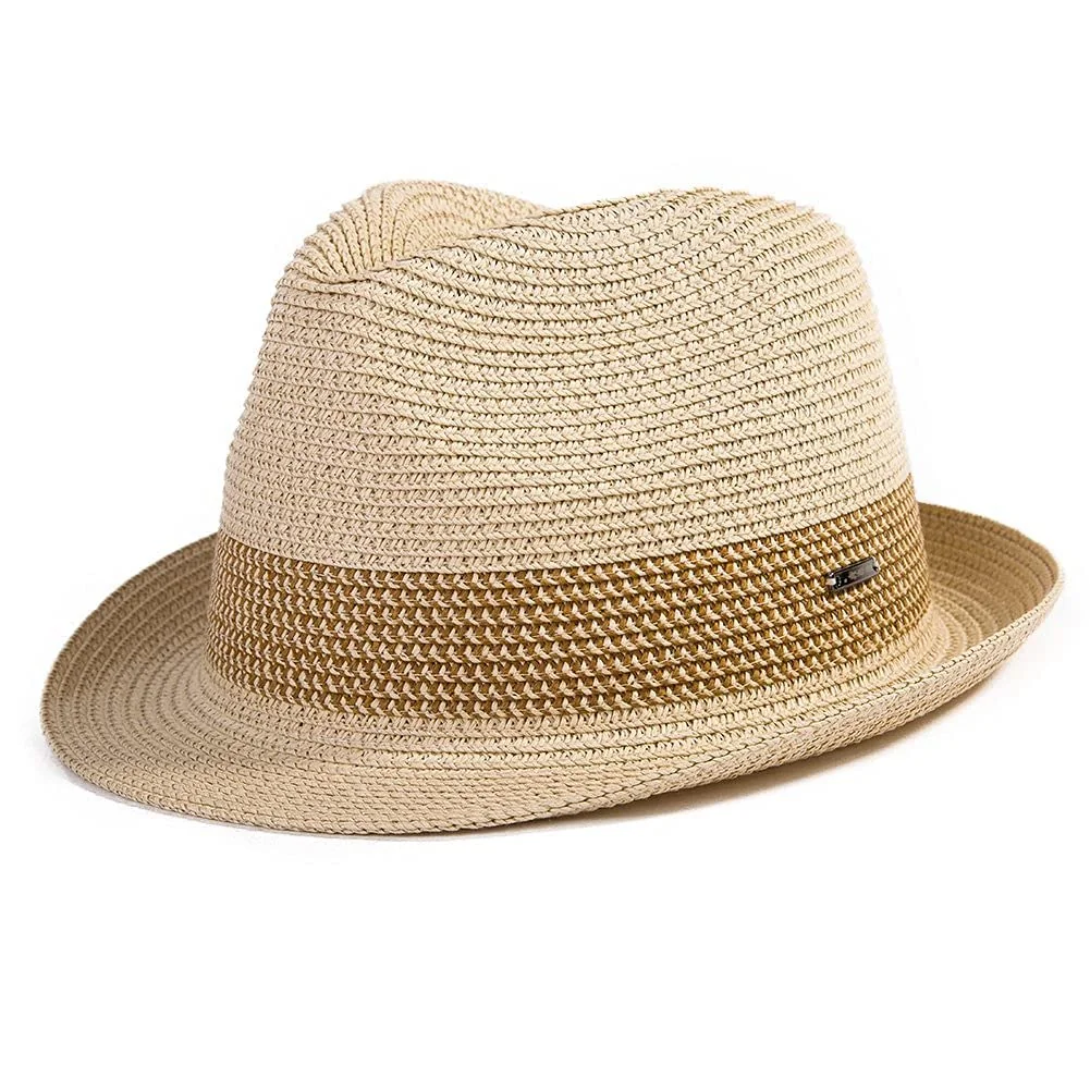 Comhats Unisex słomkowe czapki Trilby dla mężczyzn kobiet letnie czapki fedora na plażę odzież codzienna i wakacje, 16010_Beżowy, M