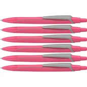 Długopisy - Schneider 131929 Reco Neon Edition długopis (z tworzywa sztucznego pochodzącego z recyklingu, wyróżniony niebieskim aniołem, kolor wkładu: niebieski) neonowy różowy, 6 sztuk - miniaturka - grafika 1