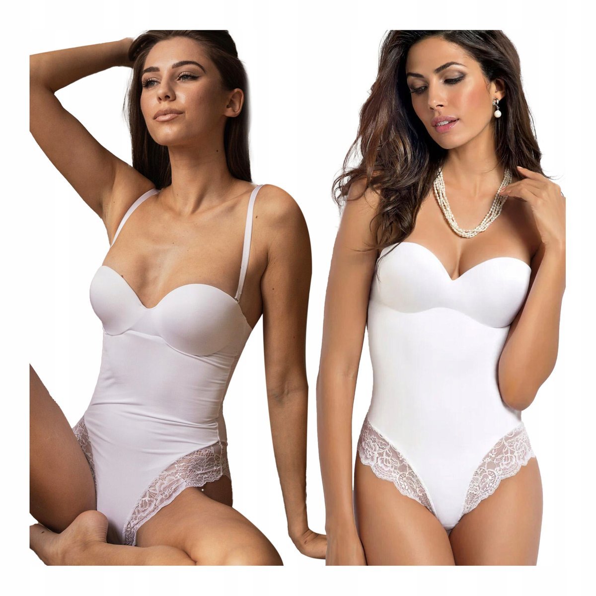 Body Damskie Wyszczuplające z Koronką Eleganckie Ślub Wesele Sielei 70B