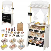 Zabawy w naśladowanie dorosłych - Drewniany Sklep Stragan i Teatrzyk 2w1 Kreatywna Zabawa dla Dzieci - miniaturka - grafika 1