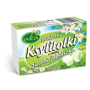 AKA Produkty z ksylitolem AKA DRAŻETKI PUDROWE 0% CUKRU ZIELONE JABŁUSZKO 40G AK230 - Inne słodycze - miniaturka - grafika 1