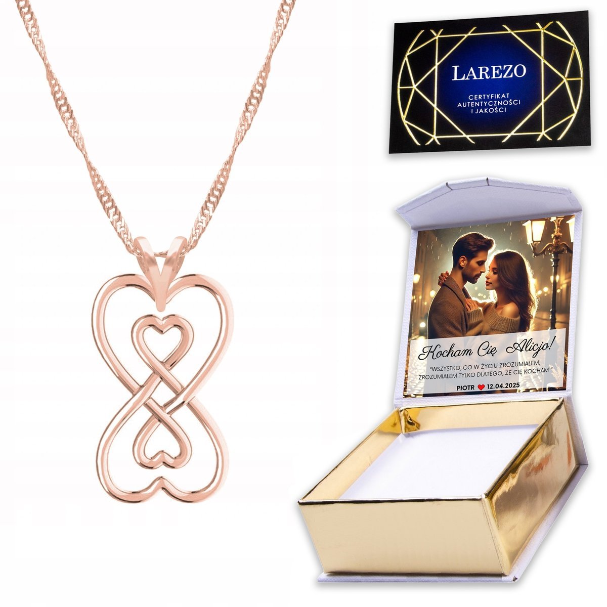 Naszyjnik Pozłacany 925 z Nieskończonością Znak Nieskończoność + NADRUK