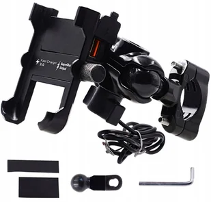 Uchwyt motocyklowy na telefon imadło solidny metal ładowarka 3,4a qc 3.0 - Nawigacja GPS - miniaturka - grafika 1