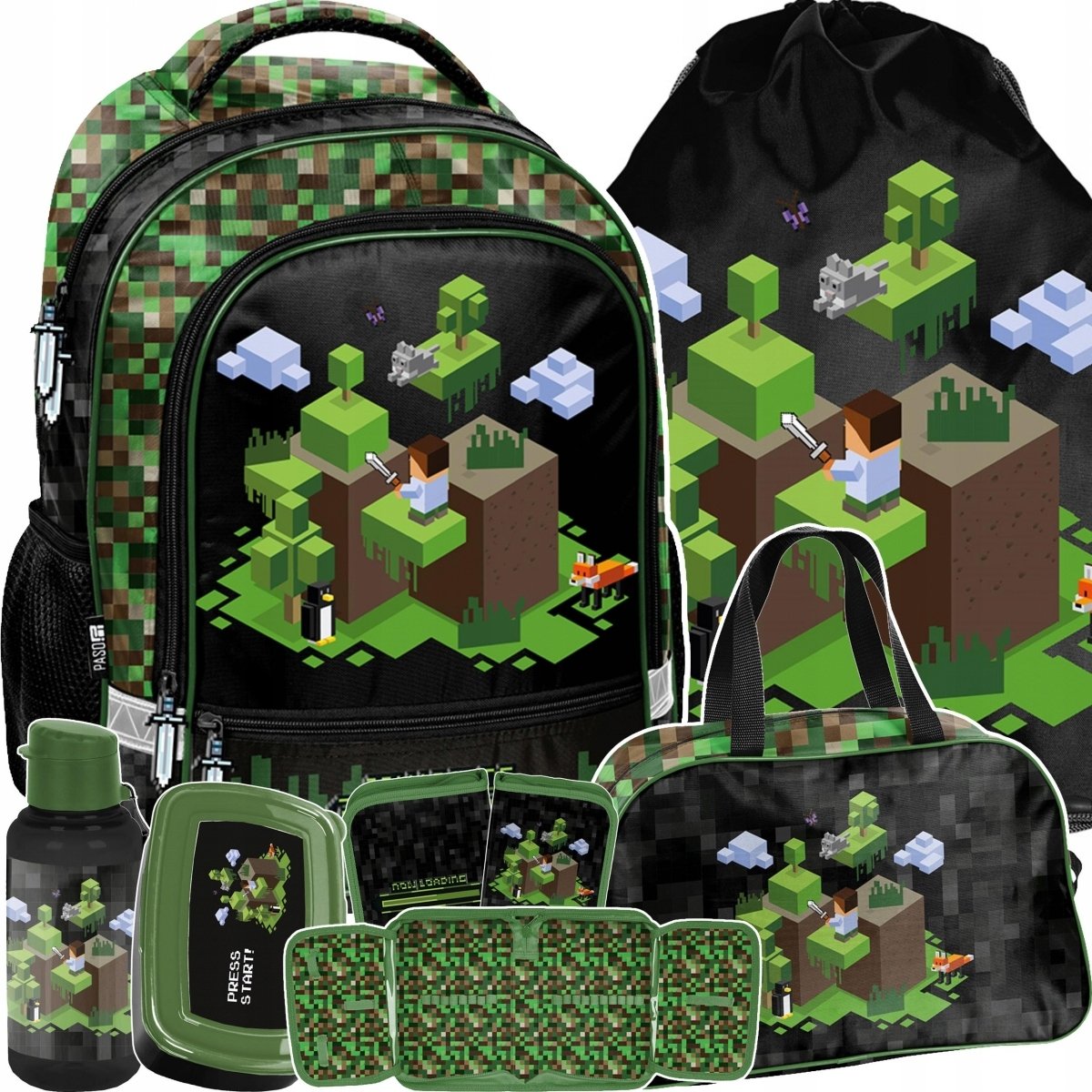Plecak Minecraft Szkolny Komplet 6w1 Gaming Gry Do 1 Klasy Dla Chłopaków