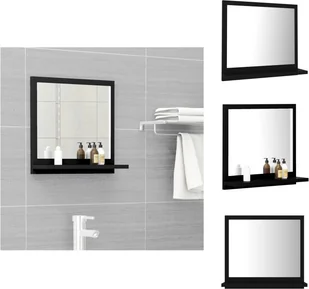 vidaXL Lustro łazienkowe czarne 40x10,5x37 cm materiał drewnopochodny - Umywalki łazienkowe - Lustra - miniaturka - grafika 1