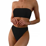 Stroje kąpielowe - STRÓJ KĄPIELOWY DWUCZĘŚCIOWY BIKINI MAJTKI WYSOKI STAN OPASKA KOLORY S - miniaturka - grafika 1