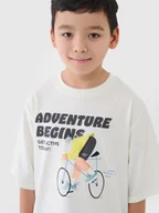 Koszulki dla chłopców - 4F T-shirt oversize z nadrukiem chłopięcy - biały 152 (11-12 lat) - miniaturka - grafika 1
