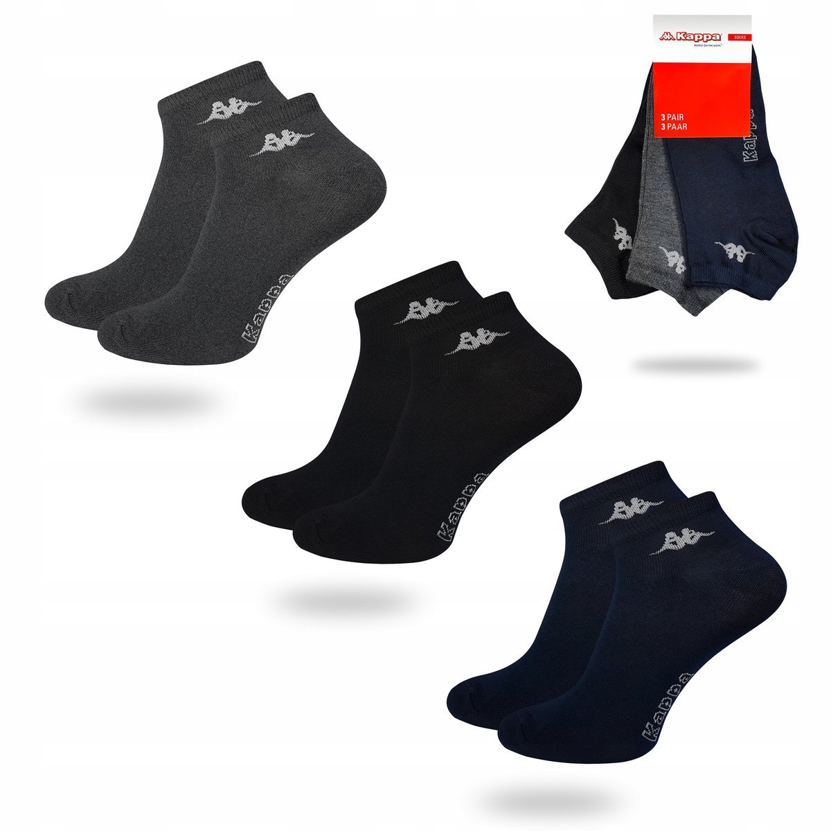 KAPPA SNEAKER skarpety stopki 3-PAK zestaw - 35-38