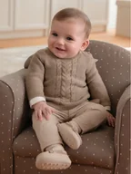 Swetry dla chłopców - Mayoral Sweter 2305 Beżowy Regular Fit - miniaturka - grafika 1