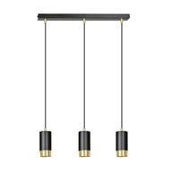 Lampy sufitowe - Emibig Lighting czarno-złota lampa wisząca potrójny żyrandol FUMIKO 3 BLACK 817/3 lampa sufitowa nad stół do jadalni czarne klosze złote elementy 817/3 BLACK - miniaturka - grafika 1