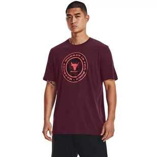Męski t-shirt z nadrukiem UNDER ARMOUR UA PROJECT ROCK GLOBE SS - bordowy - Koszulki sportowe męskie - miniaturka - grafika 1
