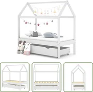 Łóżka dla dzieci i młodzieży - The Living Store Łóżko dziecięce z szufladą białe sosna lita 70x140 cm - miniaturka - grafika 1