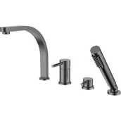 Baterie wannowe i prysznicowe - Besco Decco bateria wannowo-prysznicowa 4-otworowa grafit BW-D4-GR - miniaturka - grafika 1