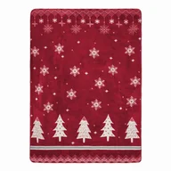 Koce - Koc bawełniano akrylowy 150x200 Tree Christmas czerwony choinki świateczny I23 - miniaturka - grafika 1