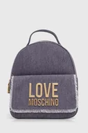 Plecaki - Love Moschino plecak bawełniany kolor fioletowy mały z aplikacją - miniaturka - grafika 1