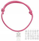 Bransoletki - Bransoletka sznurkowa różowa z literką literka M lub INNE SREBRO 925 - miniaturka - grafika 1