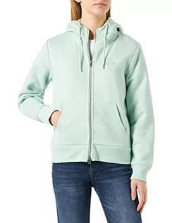 Bluzy damskie - GANT Damska bluza z kapturem Tonal Archive Shield Zip Hoodie bluza z kapturem, miętowa zieleń, standardowa, Minty Green, S - grafika 1