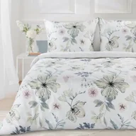 Pościel - Eurofirany Pościel satynowa 140x200 Spring 37 biała zielona kwiaty NEW24 - miniaturka - grafika 1