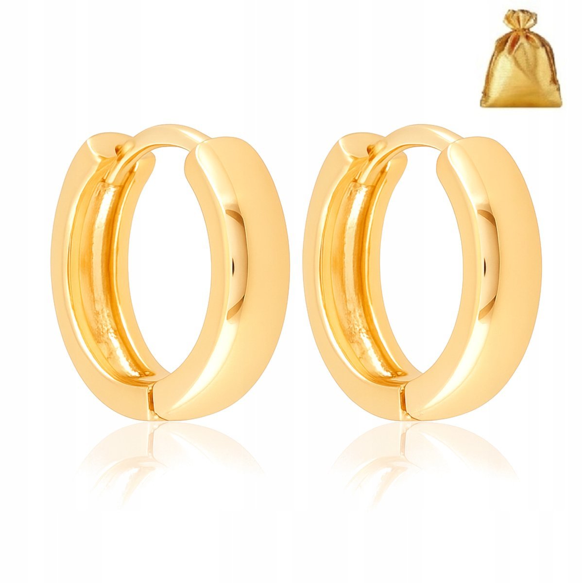 ZŁOTE KOLCZYKI KÓŁKA KLASYCZNE DAMSKIE ZE STALI CHIRURGICZNE DELIKATNE 2 CM