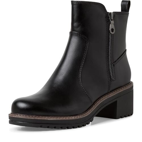 Marco Tozzi Damskie botki Zip+Slip 2-25430-43 modne kozaki, czarne, 42 EU, czarny, 42 EU