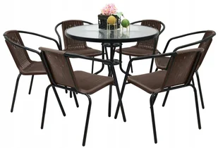 ZESTAW MEBLI OGRODOWYCH TARAS NA BALKON STÓŁ FI90+6x KRZESŁA LORETTO BRĄZ - Meble ogrodowe ZESTAW MEBLI OGRODOWYCH TARAS NA BALKON STÓŁ FI90+6x KRZESŁA LORETTO BRĄZ - Meble ogrodowe - miniaturka - grafika 1