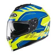 Kaski motocyklowe - HJC męski kask motocyklowy NC, niebieski/żółty, L - miniaturka - grafika 1