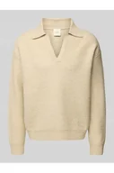 Swetry męskie - Sweter z dzianiny z dekoltem w serek - CK Calvin Klein - miniaturka - grafika 1
