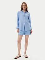 Spodenki damskie - Selmark Komplet koszula i szorty materiałowe BC176 Niebieski Relaxed Fit - miniaturka - grafika 1