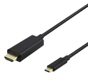 Adaptery i przejściówki - Deltaco 00140021 adapter kablowy 2 m USB Type-C HDMI Czarny 00140021 - miniaturka - grafika 1