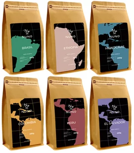 ZESTAW DEGUSTACYJNY KAW ŚWIEŻO PALONYCH 100% ARABIKA NUNO 6X200G - Kawa - miniaturka - grafika 1