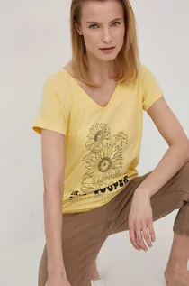 Koszulki i topy damskie - Lee Cooper Cooper t-shirt bawełniany kolor żółty - grafika 1