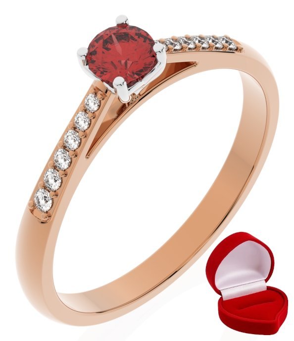 ZŁOTY PIERŚCIONEK ZARĘCZYNOWY 585 14k RUBIN 0,24 ct RÓŻOWE ZŁOTO R28