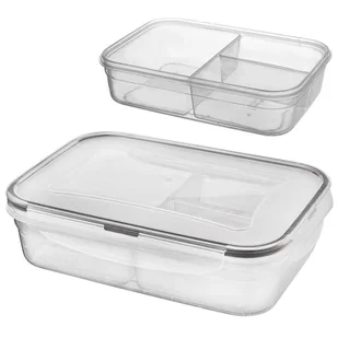 Dzielony pojemnik na żywność z uszczelką, szczelny, z przegródkami, do żywności, 3 wkłady, lunchbox, 1 l - Orion - Akcesoria i części AGD - miniaturka - grafika 1
