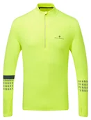 Bluzy sportowe męskie - RONHILL bluza biegowa męska AFTERHOURS 1/2 ZIP fluo żółta - miniaturka - grafika 1
