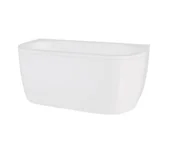 Wanny - Besco Wanna przyścienna Volya 160x75 cm kompozyt biały połysk syfon klik-klak czyszczony od góry czarny WKV-160-WC - miniaturka - grafika 1