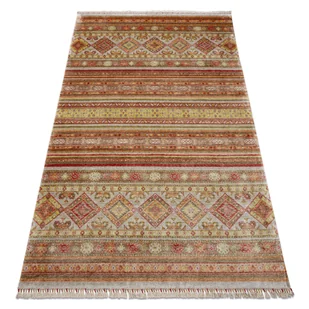 Dywan HERIZ A0986B Orientalny beż / bordo - z bambusowej przędzy, ekskluzywny, stylowy beżowy 200x290 cm - Dywany - miniaturka - grafika 1