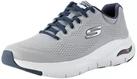 Trampki męskie - Skechers Męskie trampki Arch Fit, Szare tkaniny syntetyczne granatowe wykończenie, 45.5 EU - miniaturka - grafika 1