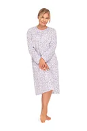 Bielizna nocna - KOSZULA NOCNA DAMSKA L DŁUGI RĘKAW BAWEŁNIANA FIOLETOWA ROZPINANA LUŹNA - miniaturka - grafika 1