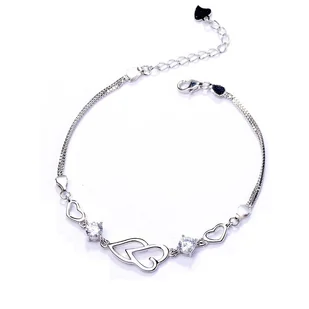 Bransoletka SREBRO próby 925 Serce Cyrkonie - Bransoletki - miniaturka - grafika 1