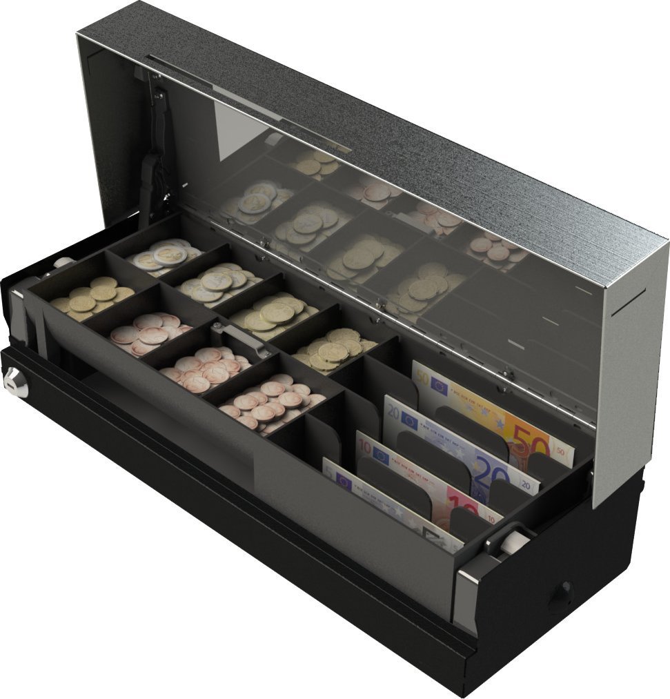 APG Cash Drawer APG Cash Drawer MOD237A-BL4617, Electronic cash drawer, Steel, Black, 24 V, 460 mm, 100 mm