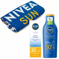 Kremy do twarzy - Nivea Sun Krem do twarzy z filtrem SPF30 Balsam przeciwsłoneczny +Ręcznik - miniaturka - grafika 1