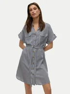 Sukienki - Vero Moda Sukienka koszulowa Bumpy 10325828 Granatowy Loose Fit - miniaturka - grafika 1