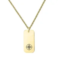 Naszyjniki - Naszyjnik podróżnika złoty nieśmiertelnik z symbolem natury i wypraw ze stali szlachetnej KOMPAS - Manoki - miniaturka - grafika 1
